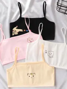 2026 New 4-Piece Set Girls' Underwear, Thin Summer Wear for Development Stage, Comfortable Tank Tops for Girls