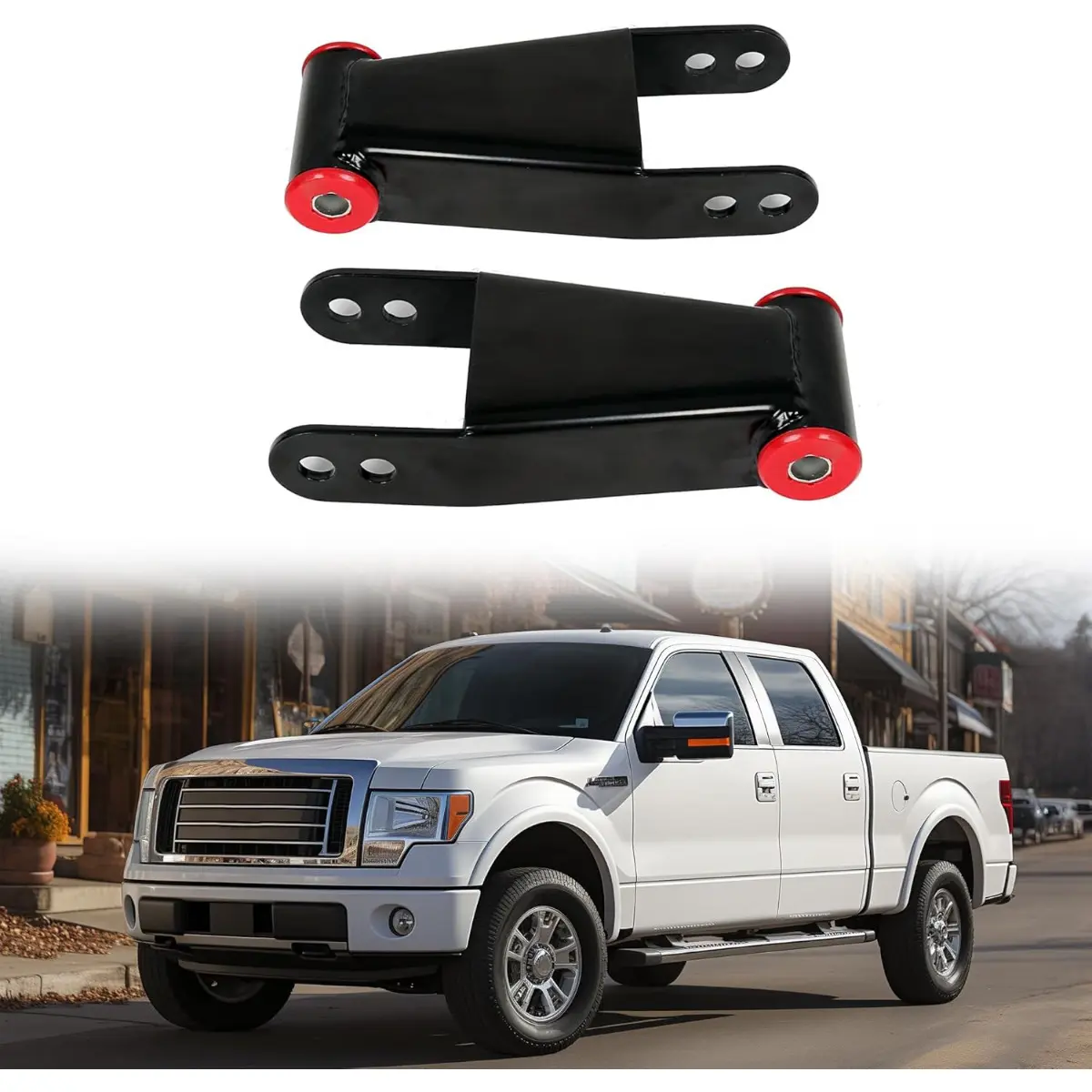 2-3 inch Rear Drop Lowering Leveling Shackles Compatible with Ford F150 2004-2014 2WD 4WD Adjustable