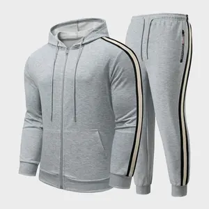 Men's Side Striped Zip Up Hoodie & Pants Two-Piece Set, Casual Long Sleeve Hooded Jacket & Jogger Pants for Spring & Fall, Men's Two-piece Outfits for Daily Wear men's 2 piece set men's 2 piece set