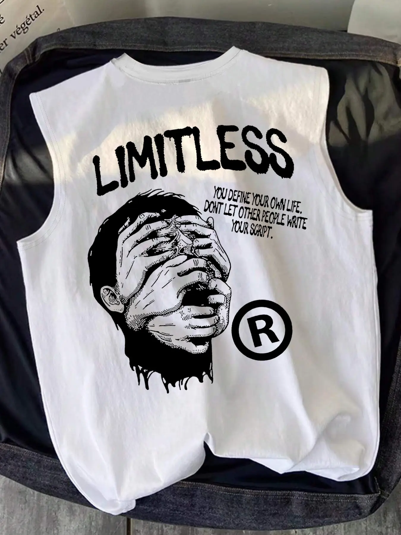 Limitless Graphic Print Fitted Tank Top - Motivational Casual Streetwear Muscle Sleeveless Tee Vest Tank Top Tank Shirt