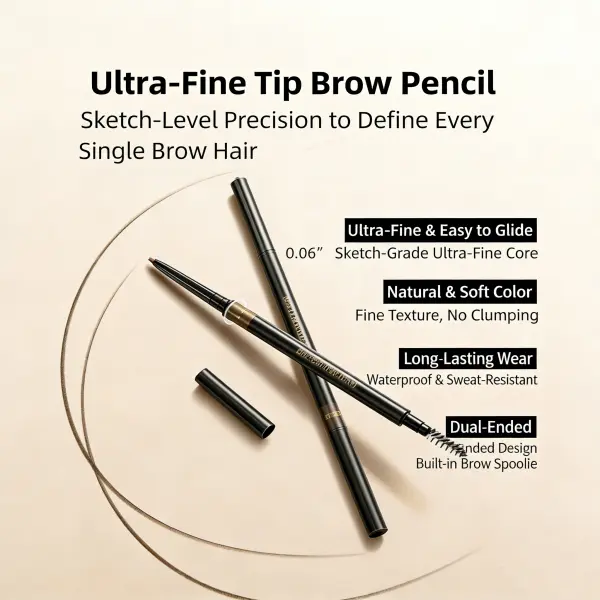 MINISO Ultra-Fine Eyebrow Pencil - Waterproof, Sweat-Proof, Long-Lasting, Precise, Ideal Gift for Girls (Summervibes, Back To School)