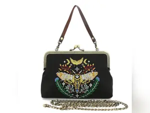 Skull Head Moth Vintage Kisslock Bag