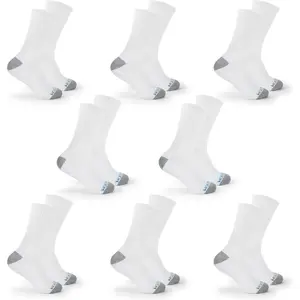 Crew Socks for Men - 8 Pairs, Arch Compression, Moisture Wicking, Cushioned, Athletic Mens Socks Size 6-12