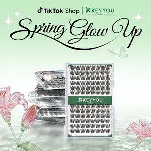 KEYYOU DIY Lash Cluster 96pcs Single Length 10mm 12mm 14mm 16mm Waterproof Long-Lasting Eyelashes Extensions D Curl Easy to Use for Beginners TikTok Shop FebruaryFaves