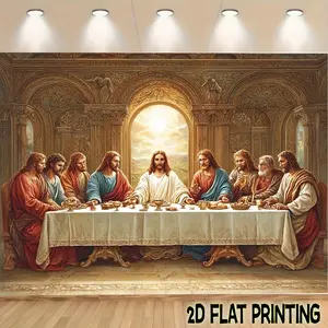 2D Flat Banners 1pc Religious Artistic Last Supper Brown  Theme designfor parties, events and home decor, perfect for living rooms