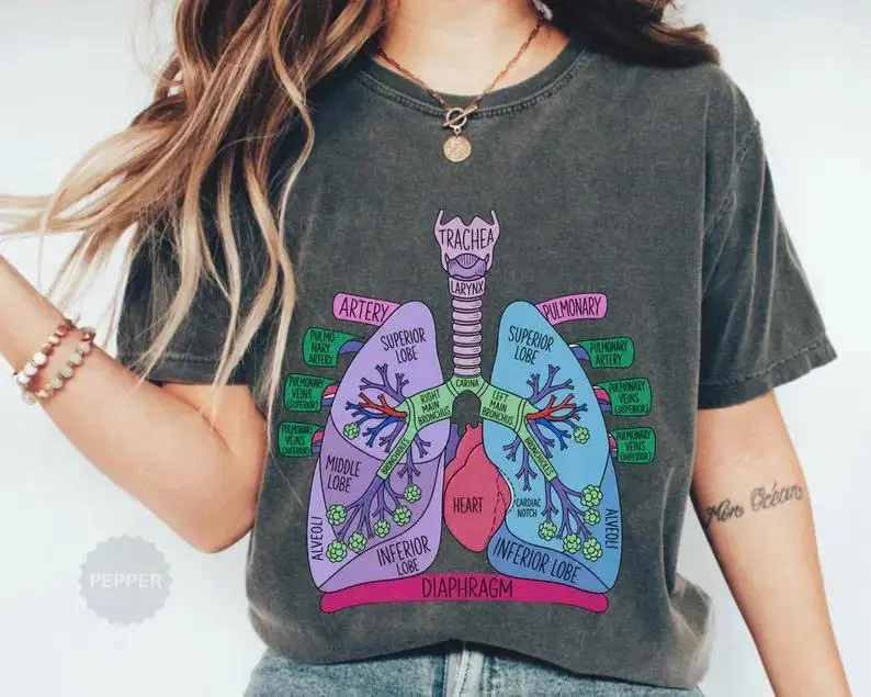 Lung Anatomy Shirt, Respiratory Therapist Tee, Anatomy Lungs Graphic Shirt, Medical Student Gift, RT Nurse Shirt,Pulmonology