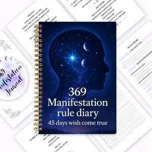 369 Manifestation Journal, 45-Day Wish Fulfillment Plan, Starry Universe Cover Design, Spiral Binding for Easy Page Turning, 3-6-9 Daily Affirmation Practice, Gratitude and Mindfulness Recording, Law of Attraction Practice Handbook, Spiritual Growth & Dre