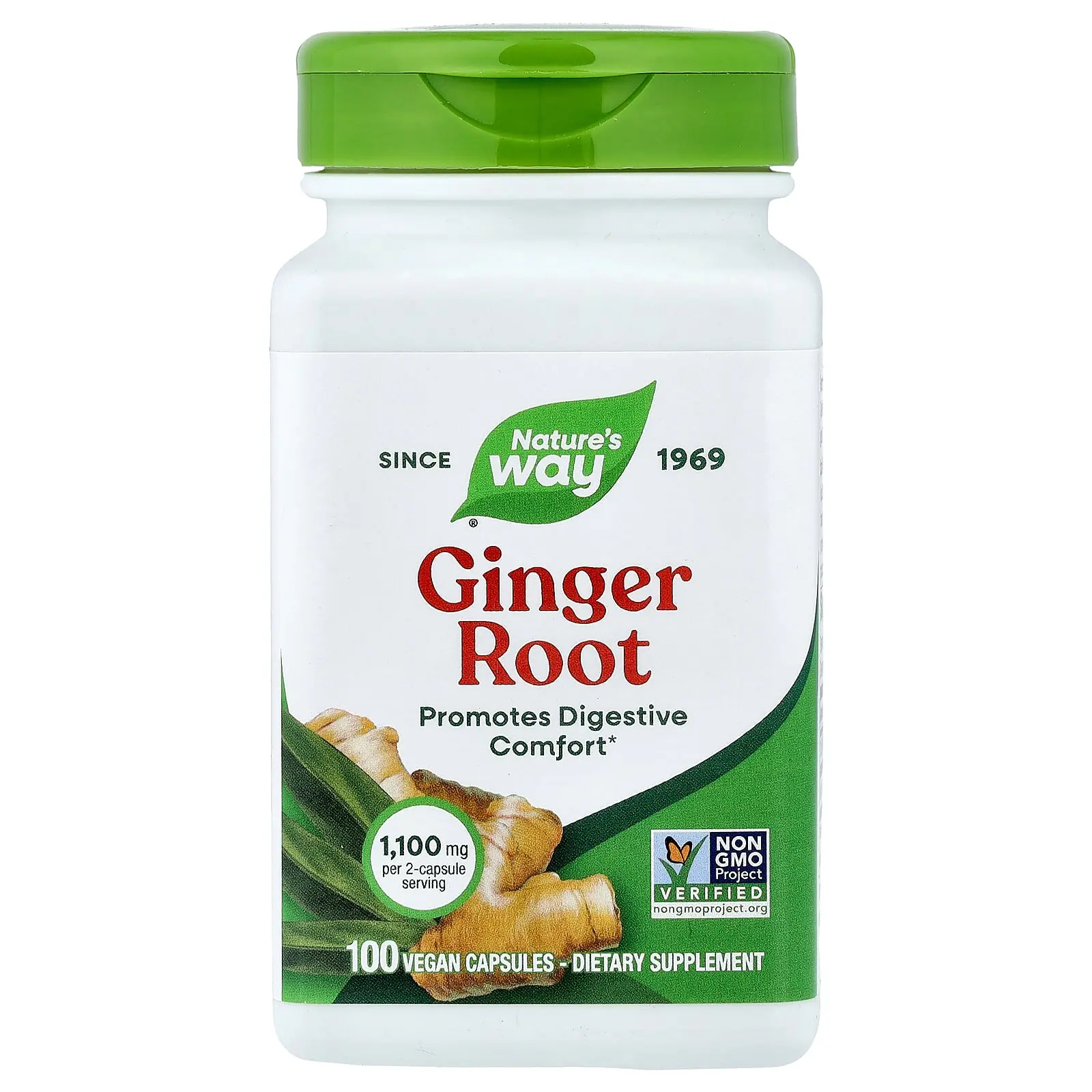 Nature's Way Ginger Root, 100 Vegan Capsules (550 mg per Capsule)
