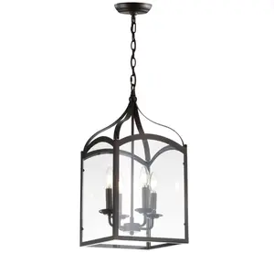 JONATHAN Y Ruth Traditional Classic Lantern Metal/Glass LED Pendant; for Living Room, Bedroom, Kitchen, Office