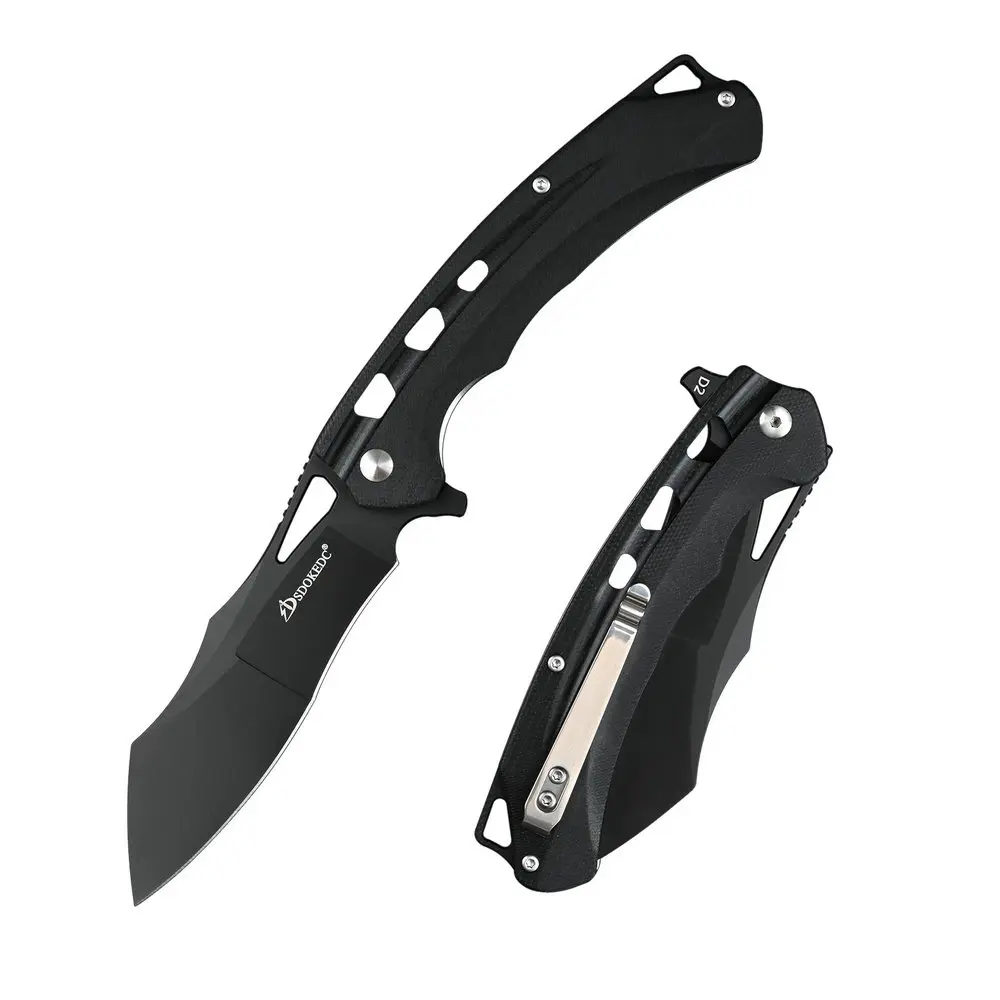 SDOKEDC Tactical Folding Knife, 9.1cm D2 Steel Titanized Blade and G10 Handle, Ball Bearing Pocket Tool for Men's EDC Outdoor Survival, Outdoor Survival Equipment, Edc Knives, Camping Survival Tool