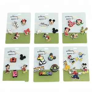 Disney Mickey Mouse Shoe Flower Vitality Happy Set with Minnie Mouse Donald Duck & Goofy Designs for Kids Fun Versatile Character Shoes