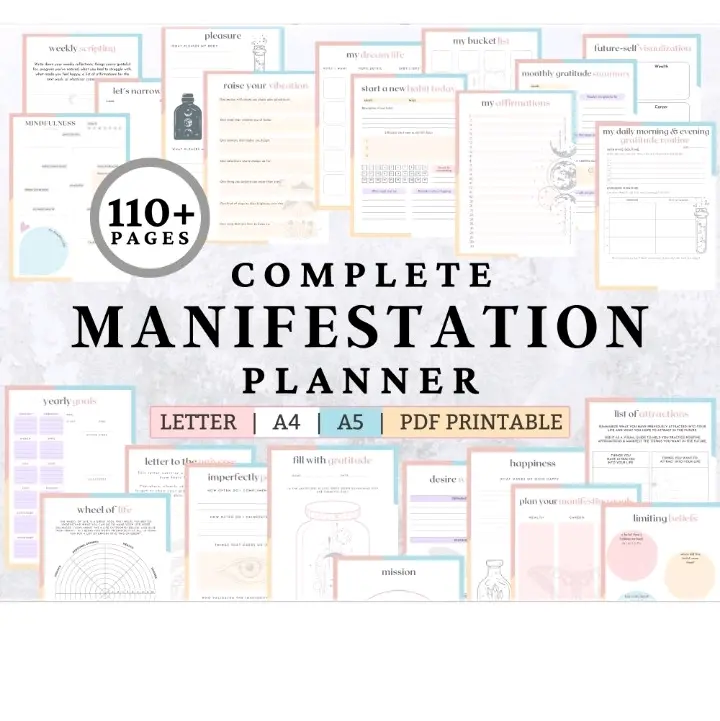 Manifestation Planner Vision Journal - Goal Setting and Tracking Tool for Personal Growth and Development