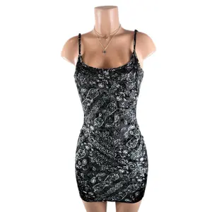 Velvet Bandana Dress Casual Polyester Womenswear Print Spandex