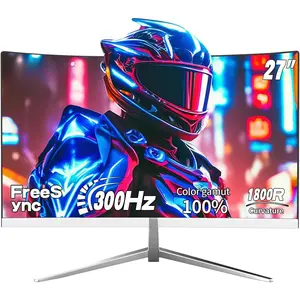 27" Curved Gaming  300HZ  , FHD 1080p 1ms 1800R VA Screen, 99% sRGB, Support  FreeSync, Blue Light Filter, HDMI*2 & DP*2, VESA Mounting Compliant- White