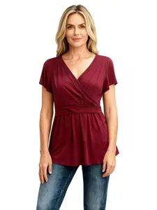 Women's Short Sleeve Nursing Dress, Casual Plain Color Maternity, Comfortable Home & Outdoor Wear, Breastfeeding Friendly, Maternity Dresses, Nursing Friendly Clothes, Maternity Clothing
