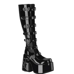 Knee High Boots with Spider Buckles