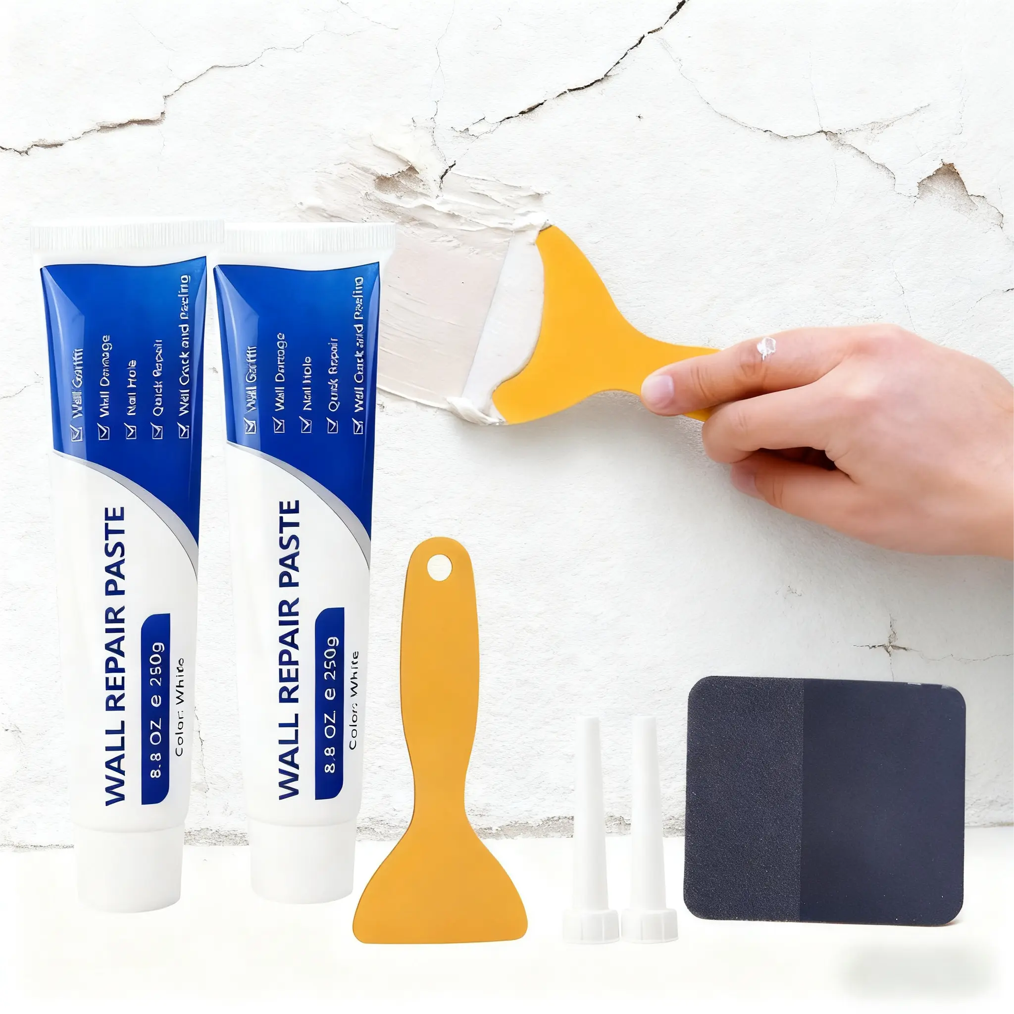 Drywall Patch Repair Kit, 250g Wall Mending Agent, Multi-functional Quick-drying Wall Repair Paste, Dent & Wood Scratch Repair，Adhesive, Heavy Duty, Concrete Sealant Waterproof, Self Adhesive