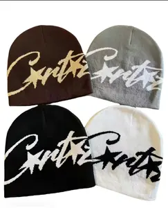 Unisex Star Letter Jacquard Knit Beanie Hat, Fashionable Y2K Style, Suitable for Daily Wear, Outdoor Sports, Street Parties