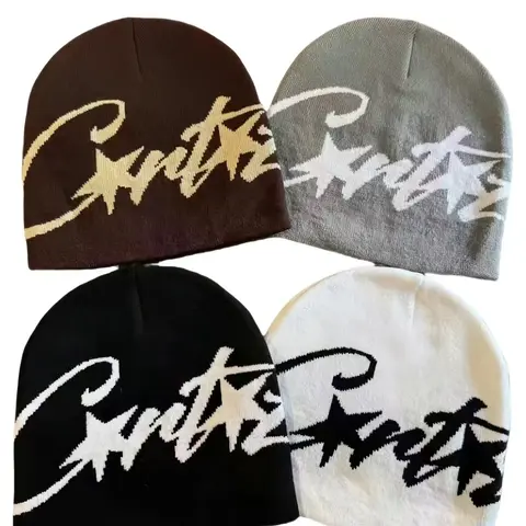Unisex Star Letter Jacquard Knit Beanie Hat, Fashionable Y2K Style, Suitable for Daily Wear, Outdoor Sports, Street Parties Casual Hat, Clothes, Accessories, Loose Fit