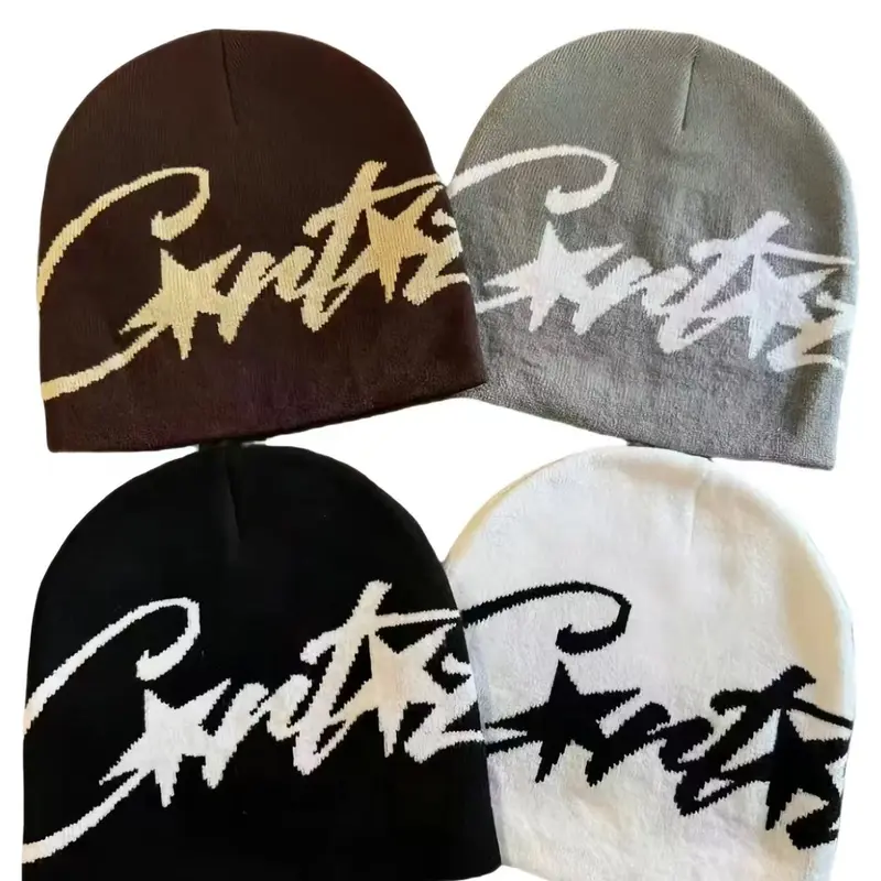 Unisex Star Letter Jacquard Knit Beanie Hat, Fashionable Y2K Style, Suitable for Daily Wear, Outdoor Sports, Street Parties Casual Hat, Clothes, Accessories, Loose Fit