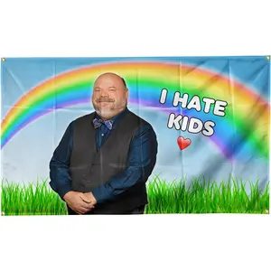I Hate Kids Flag College Flag 3x5 Feet Funny Flags for Room Man Cave Wall Decor Flags with Brass Grommets for College Dorm Room Decoration,Outdoor,Parties,Home,Bedroom,Indoor