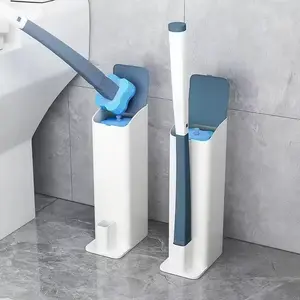 Disposable Toilet Brush Wand Set with 6 Refills – No-Touch Toilet Bowl Cleaner Kit, Deep Cleaning Sponge Brush for Bathroom, Rim & Corners, Hygienic Quick-Release Holder Set