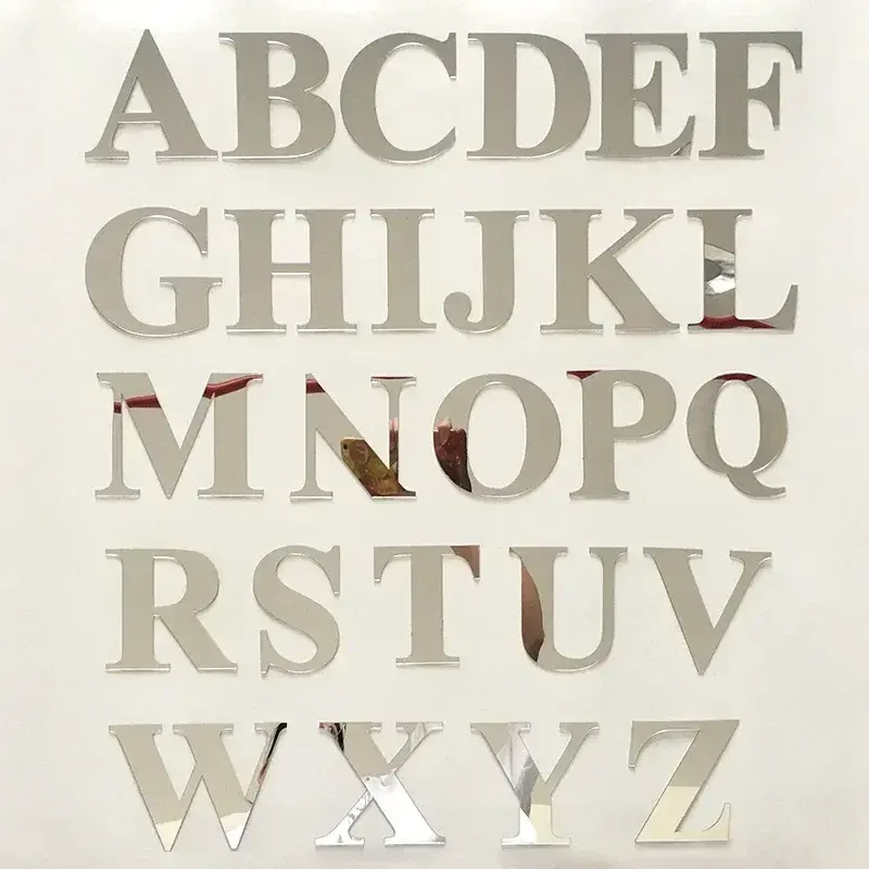 Acrylic Mirror Wall Decal 26 English Letters Personalized DIY Wallpaper Bedroom Bathroom Restaurant Decal Home Decoration