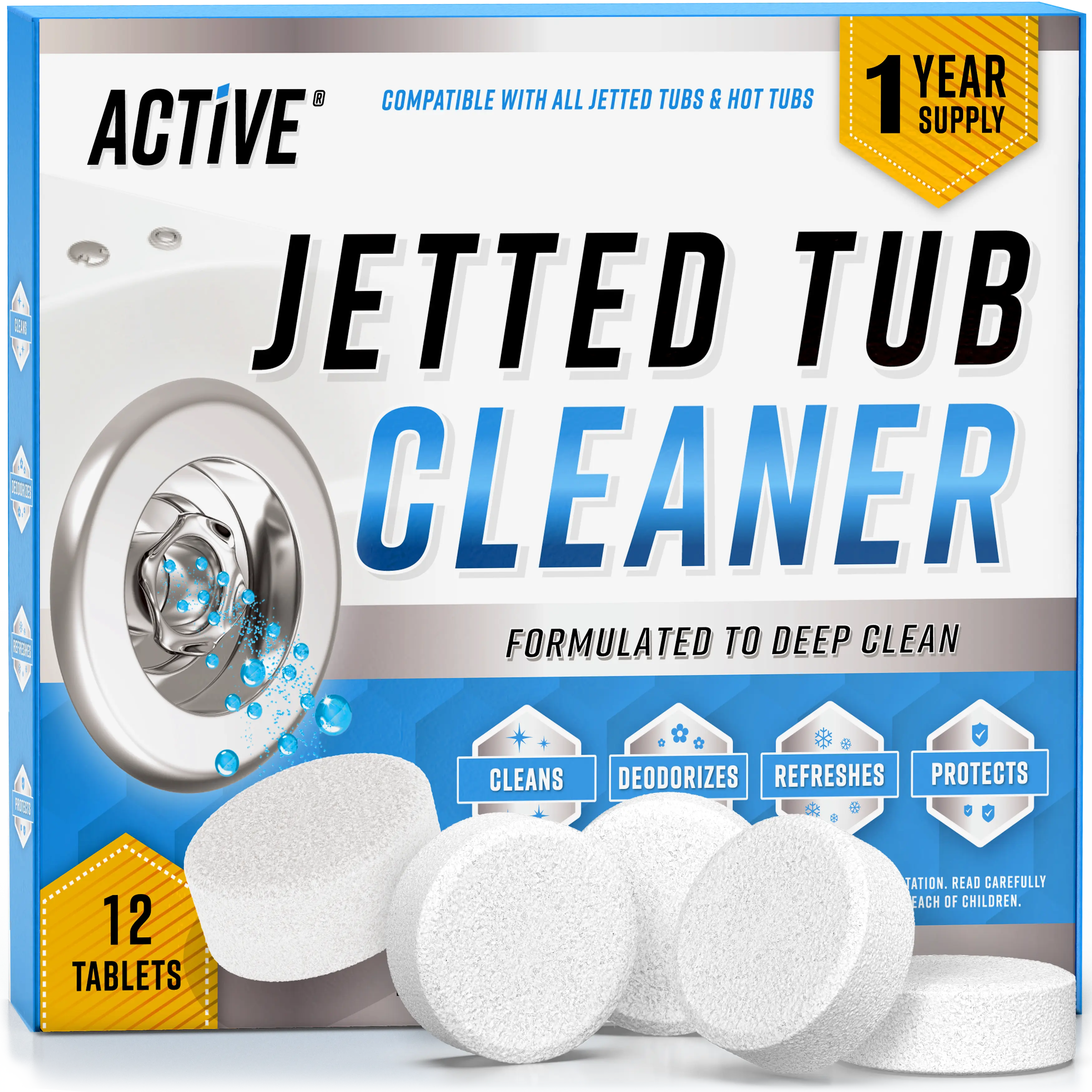 Jetted Tub Cleaner Bathtub Tabs - 12 ACTIVE Cleaning Tablets Jetted Tub Cleaner Bathtub Tabs - 12 ACTIVE Cleaning Tablets
