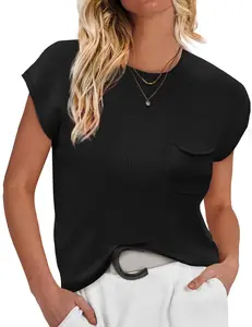 Zeagoo Women's Fashion Crewneck Sweater Vest - Fall 2026, Loose Fit, Cape Sleeve, Ribbed Knit Tank Top with Front Pocket, Comfortable Casual School Wear, S-XXL