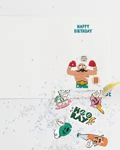 Birthday Boxer Glitter and Sticker Surprise Card