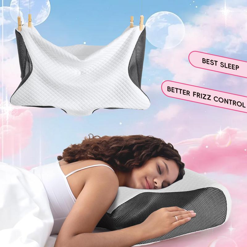 Pillow Cases for Cervical Pillow - Contoured Ergonomic Pillowcase with Zipper, Grey Soft & Smooth Fabric for Hair & Skin Care, Durable Bedding Accessories
