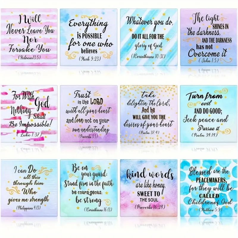 12pcs Inspirational Christian Magnets - Motivational Bible Verse & Scripture Quotes for Fridge, Locker, Home Decor | Rubber, No Power Needed, Refrigerator Magnets
