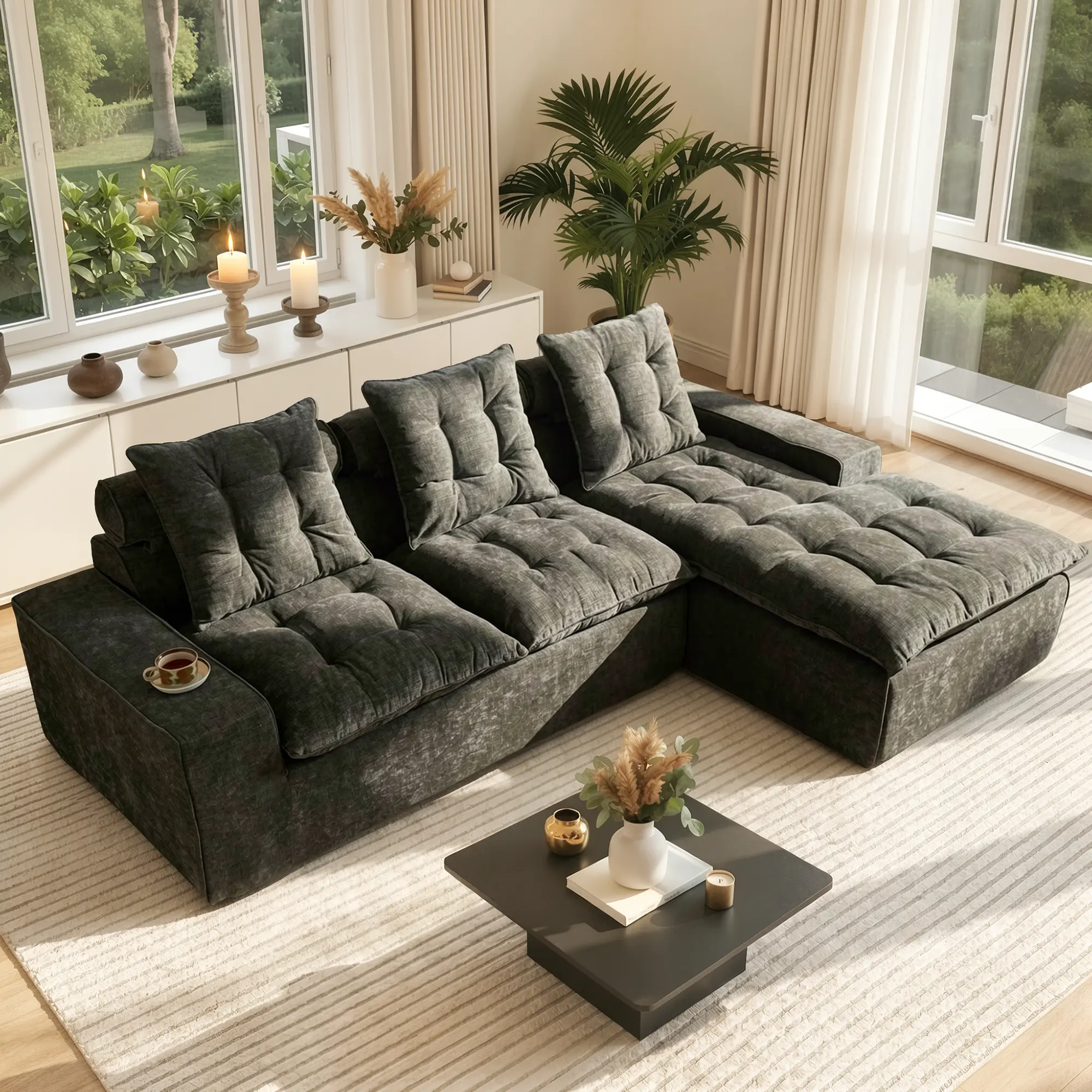 Ash Gray Right Chaise