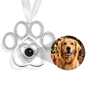 Personalized Paw Print Projection Custom Photo Christmas Ornament
