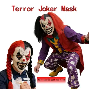 New funny clown mask with two tone hair, suitable for Halloween party role-playing and prank adult latex clothing accessories mask couple gifts