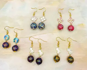 Lacquer Daji Earrings with Opal Inclusions on s925 Ear Wire