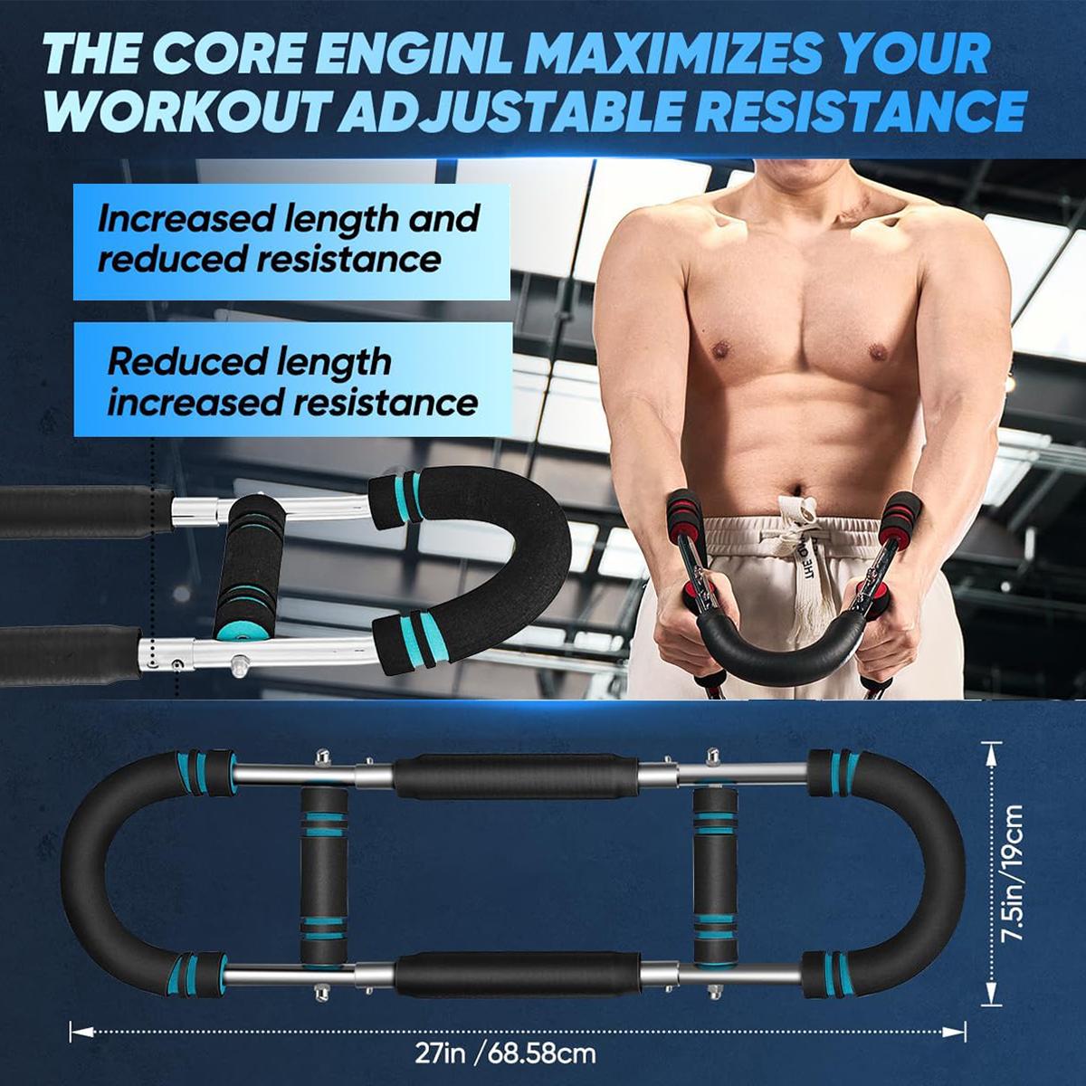 60-110lbs Adjustable Twister Arm Exerciser Spring Workout Bar, Multi-purpose Forearm & Chest Trainer, Portable Home Fitness Equipment for All