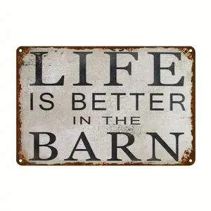 1 piece of barn life quote rustic style farm wall decoration - 8*12inch metal sign, suitable for barns, cabins, and rustic style decor
