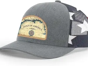 Gulf of America Hat Embroidered Patch Mesh Back Trucker Hat