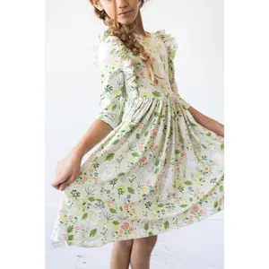 No Bunny Like You 3/4 Sleeve Ruffle Twirl Dress