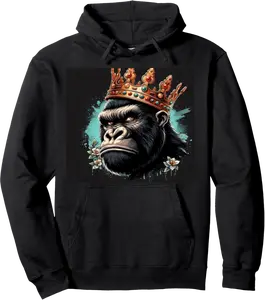 King gorilla kong crown design Pullover Hoodie - Antoniojo Shop 40B0DH1MKV9H
