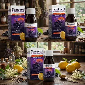 Sambucol Black Elderberry Syrup Supplement for Immune Support, Advanced Formula with Zinc and Vitamin C, High Antioxidant Liquid, Gluten Free Daily Immune Health Made in USA