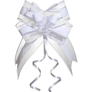Large White  Bow, 10 count White Pull Bows for  Wrapping, Wedding, Christmas, Valentine's Day, Presents, Flower Basket Decor(8 inches)