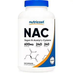 Nutricost N-Acetyl L-Cysteine (NAC) 600mg, 240 Vegetarian Capsules - Vegan, Non-GMO, Gluten Free