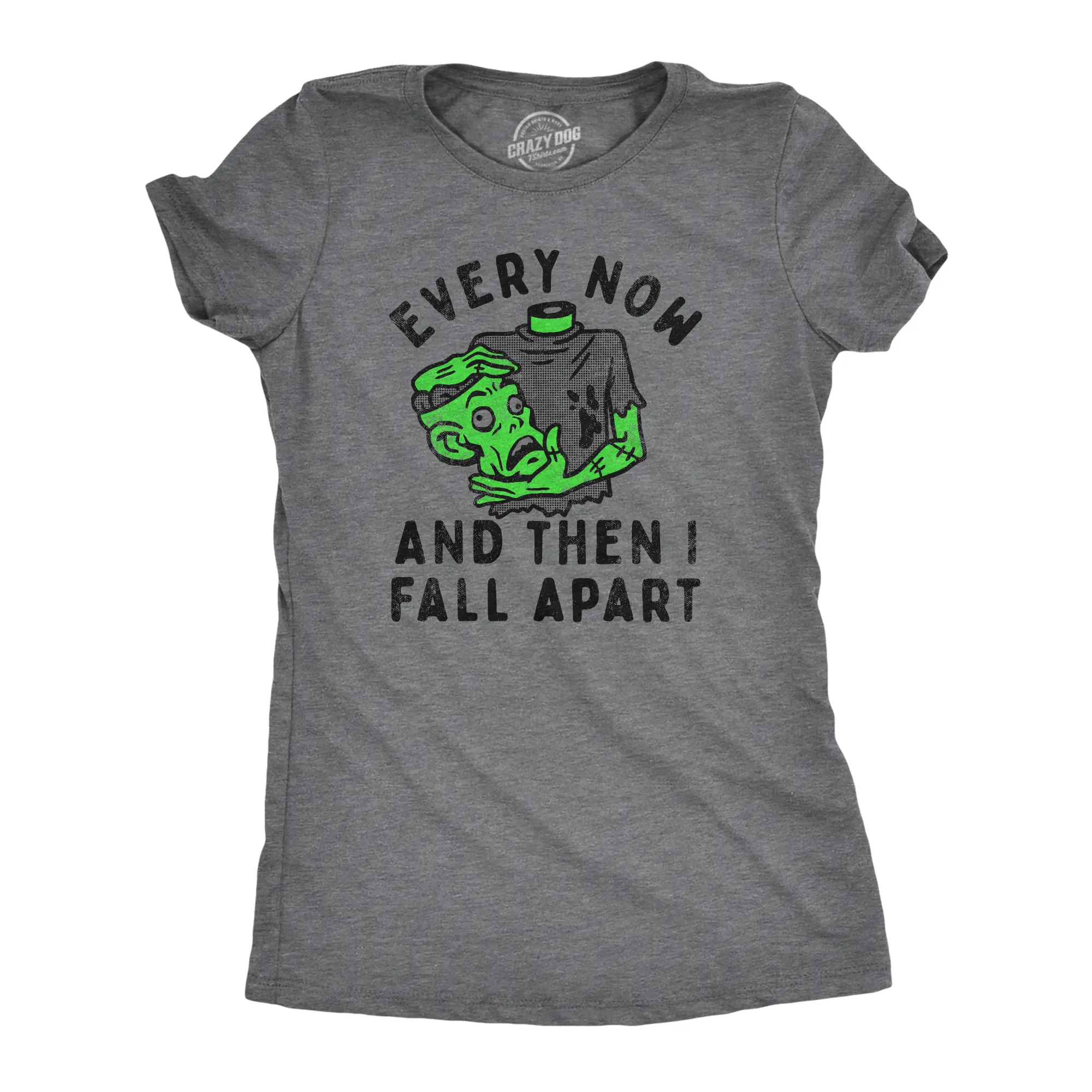Womens Every Now and Then I Fall Apart T Shirt Funny Halloween Zombie Undead Joke Tee for Ladies Funny Womens T Shirts Cute Vintage Fashion Casual Ladies T-Shirt Gift Halloween Tops for Women Funny Zombie Top Dark Grey