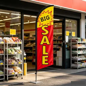 6.5 Ft Feather Flag for Promotions, Durable Polyester, Waterproof, UV Resistant, Easy to Install, Ideal for Retail Stores and Street Shops