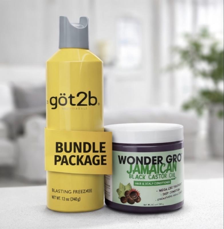 got2b Blasting Freeze Spray 12oz & Wonder Gro Jamaican Black Castor Oil Ultimate Haircare Bundle for Sleek Styles & Healthy Growth - Gel