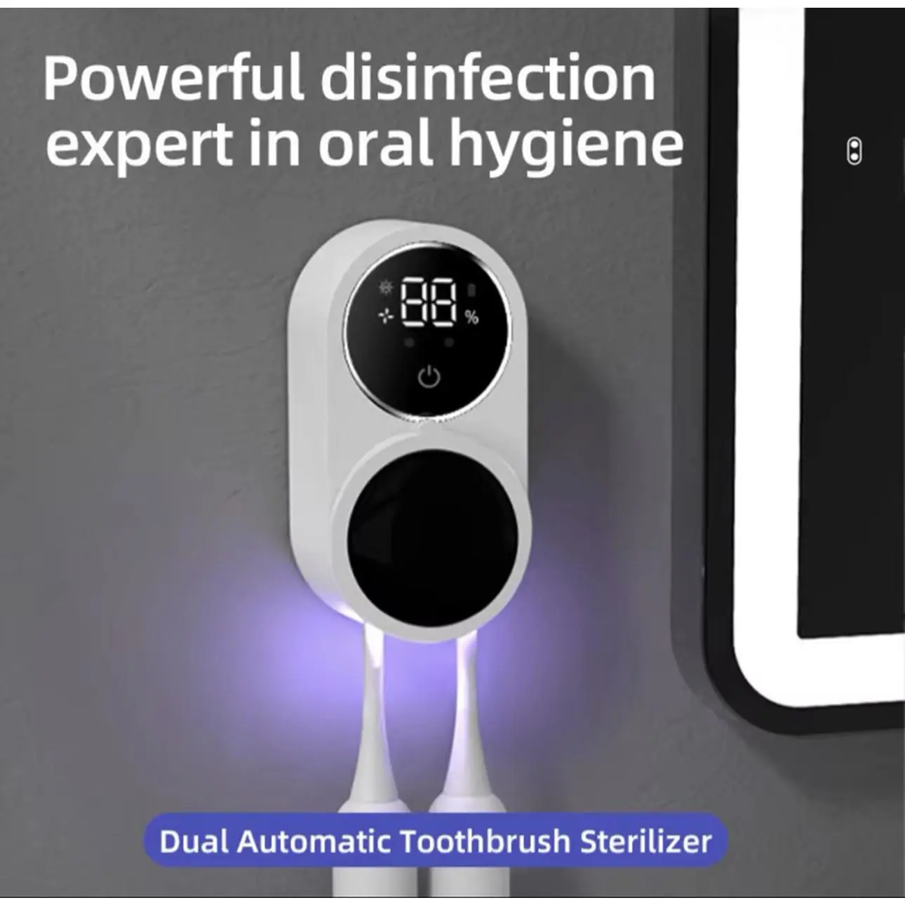 Dual Automatic Toothbrush Sterilizer - Powerful Disinfection Expert for Oral Hygiene - Digital Display & UV Light