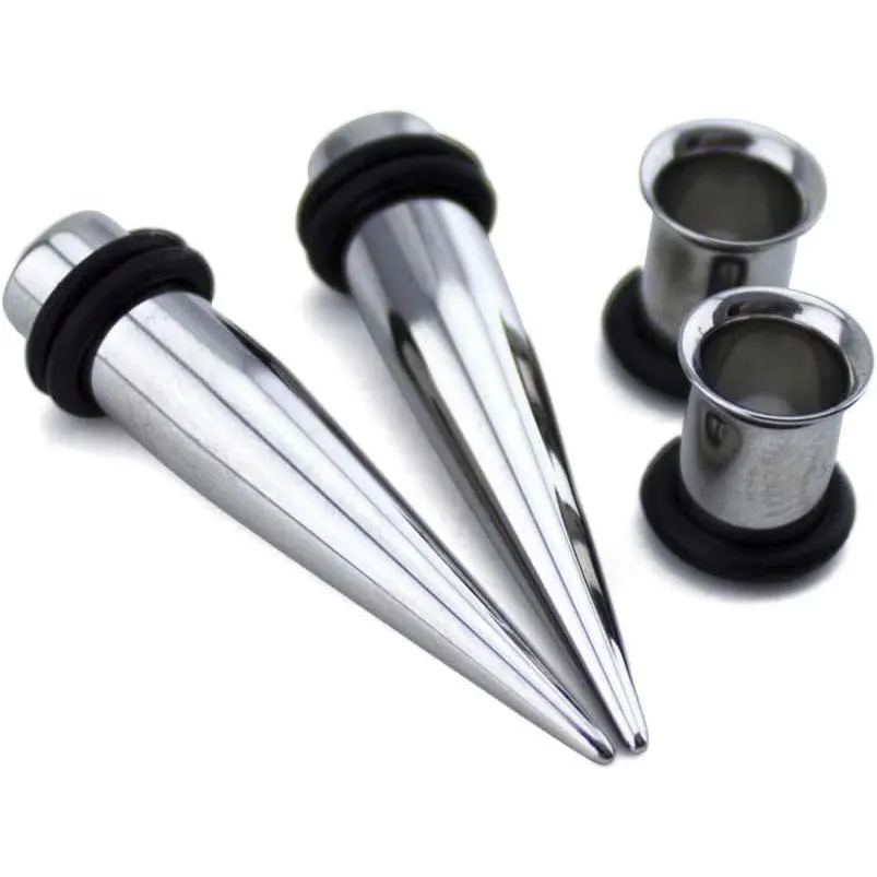 1 Gauge Ear Stretching Kit - (1G - 7mm) 2 Steel Tapers & 2 Steel Tunnels (4 Pieces)