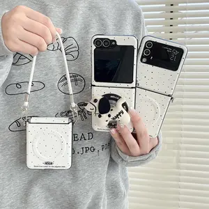Simple Ink Splashing Magnetic Phone Case For Samsung Galaxy Z Flip 7 6 5 4 3 Z Flip6 Flip7 Cover with Magsafe Puppy Stand Cases
